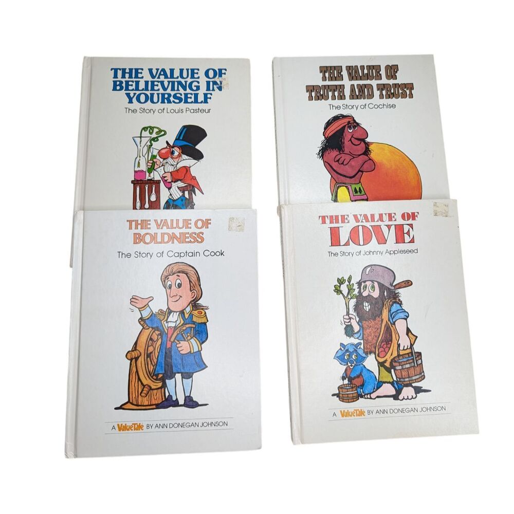Vintage Value Tale Lot of 4 Books Appleseed Pasteur Cochise Captain Cook